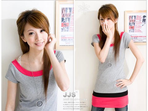 Korean Style Cute Colors Trendy Long Gray Blouse