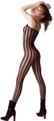 Sheer Vertical Stripe Pattern Bodystocking