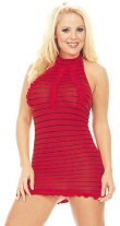 Striped Red Halter Mini Dress New