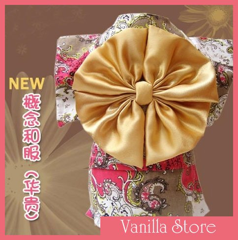 Cute Japan Kimono Style Gold Dog Clothes Apparel