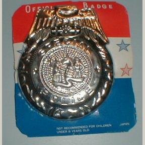 6 Tin Toy Special Police Badges, Japan Old Store Stock