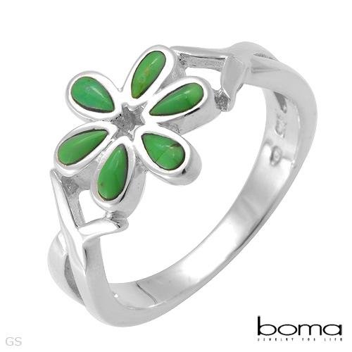 BOMA Elegant and Beautiful Ring With Genuine Turquoises Crafted in Sterling silver- Size 7
