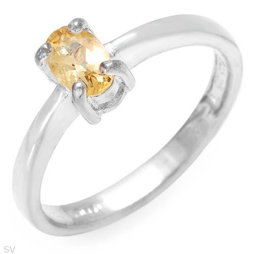 Ring With Genuine Citrine in 925 Silver- Size 7
