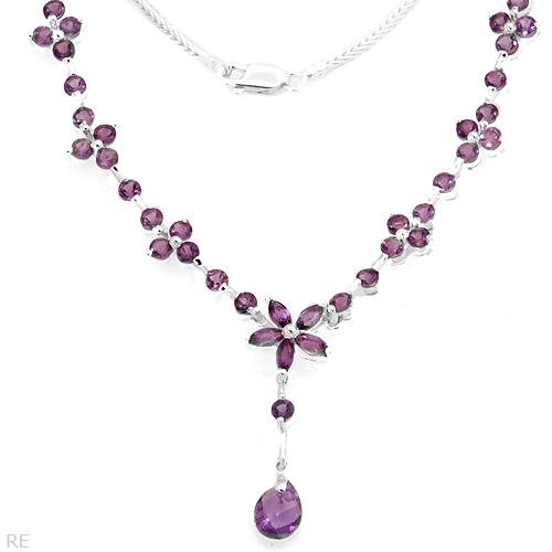 Necklace W/ 6.00ctw Genuine Amethysts in 925 Sterl silver RETAIL $519