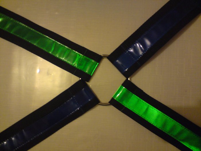 Rave Suspenders - Blue and Green (Criss Cross)