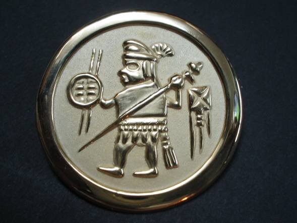 Circular pendant ornaments sun and moon temple warrior