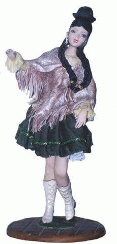 marinera punena peruvian tipical doll in ceramic in cold tecnique