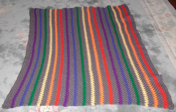 New Hand Crocheted Rainbow Afghan (item # AY0001) approx. 44 in. by 56 in. 100% Acrylic Machine Wash