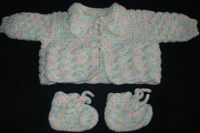 New Hand Crocheted Baby Booties -Color: Citrus Multi (Item # IB0001)