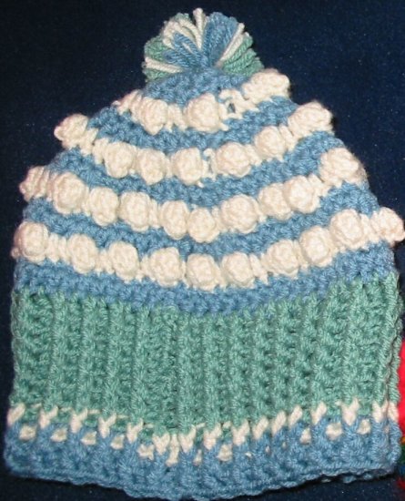 Hand Crocheted "Popcorn" Hat - Adult Small/Child Large (item # SH0010)