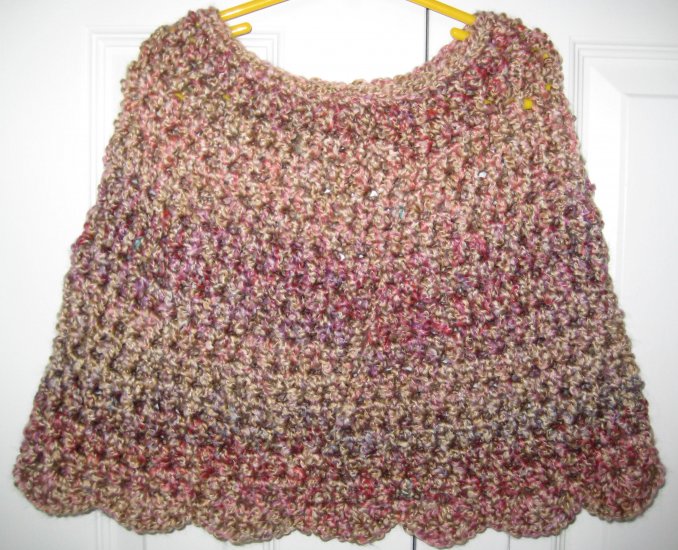 New Hand Crocheted Girls Capelet, Color: Quartz, size 4-7, Acrylic/polyester blend, Machine wash