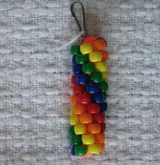Hand Crocheted Pony Bead Zipper Pull (item # JZ0006) - Rainbow