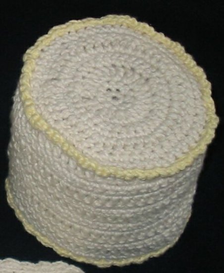 Hand Crocheted Toilet Tissue Cover (item # HB0002) - Cream & Yellow, 100% Cotton - Machine Wash