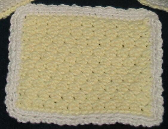 Hand Crocheted Face Cloth (item # HB0006) - Yellow & Cream, 100% Cotton - Machine Wash