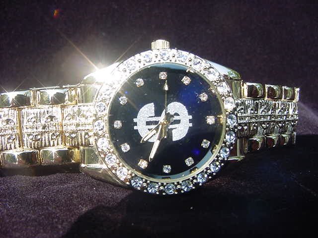 Paved Dollar Sign-Black Background Watch