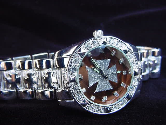 Paved Maltese Cross - bronze background Watch