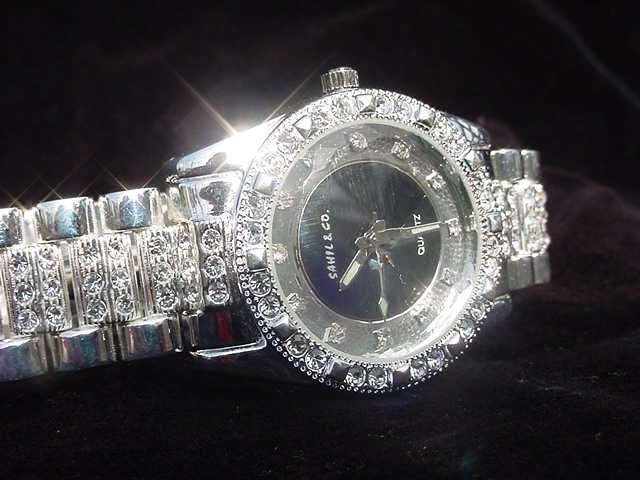 Black Background Bling Watch