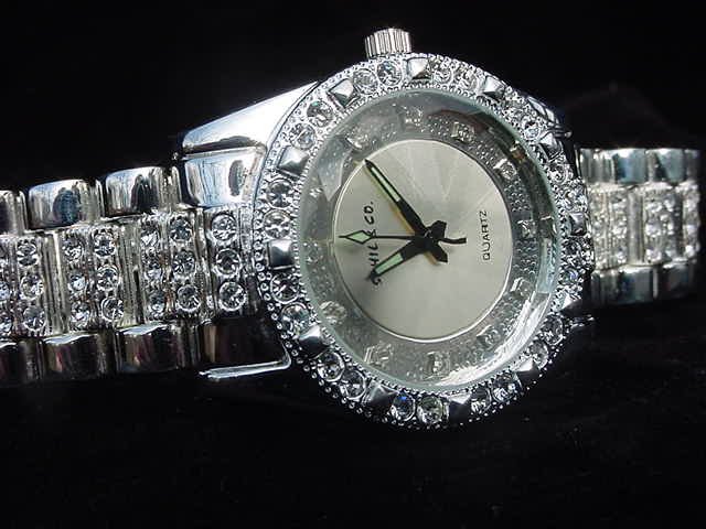 Silver Background Bling Watch