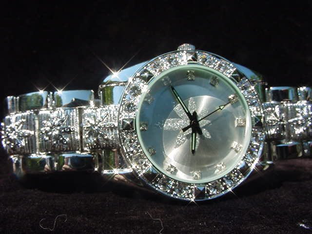 Paved Marijuana - silver background Watch