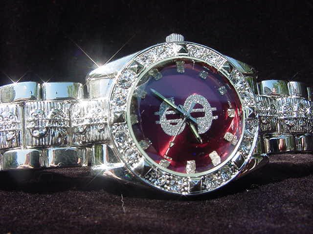 Paved Dollar Sign - red background Watch
