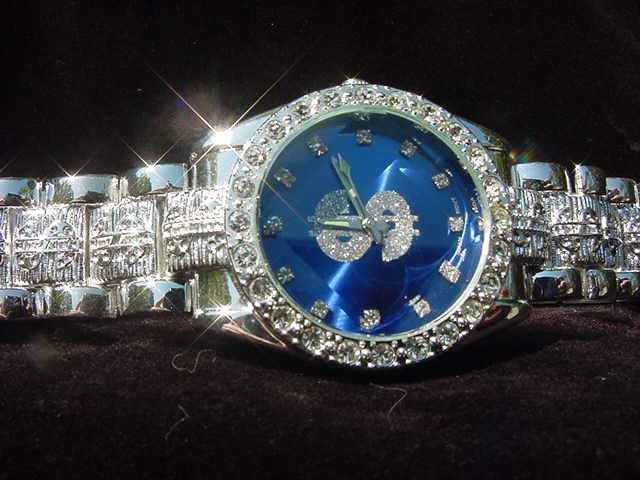 Paved Dollar Sign - blue background Watch