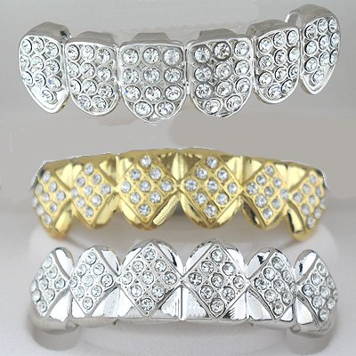 Fullness & Fifty Four Points Of Rhodium & Golden Top & Bottom Interchangeable Grillz Combo
