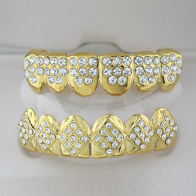 Fifty Four & Fourty Eight Points Of Golden Ice Top & Bottom Grillz Combo