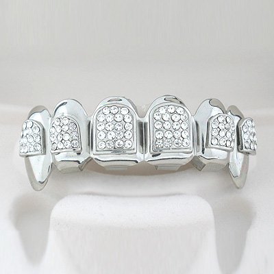 Ninety-Four points of ice Dracula style rhodium playa grillz