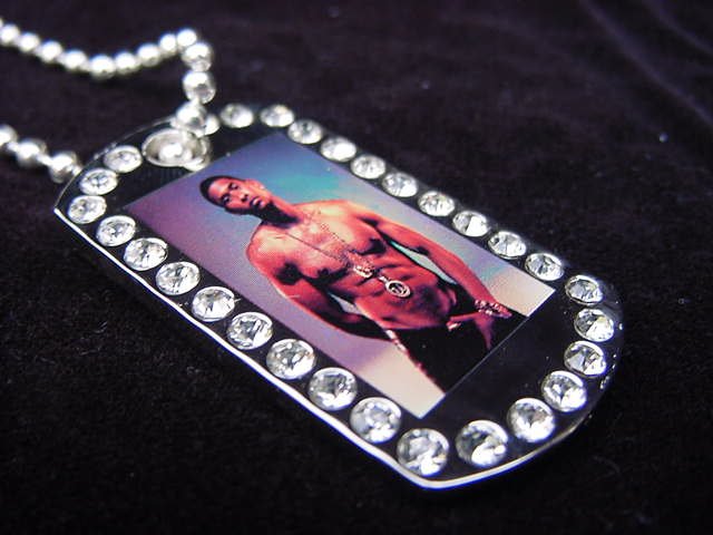 Iced out Usher dog tag pendant with 36 inch chain