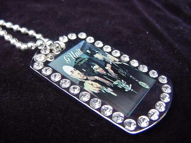 Iced out GUNIT dog tag pendant with 36 inch chain