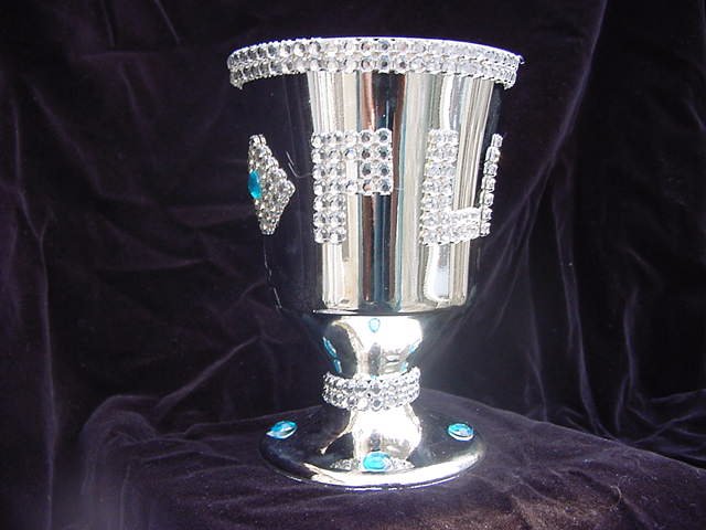 Platinum Playa Plastic platinum tone Don Juan style pimp cup with iced out trim