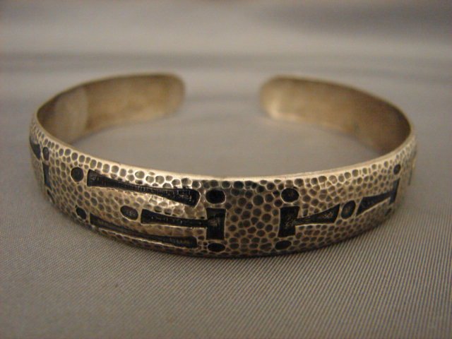 Unusual Sterling Silver Cuff Bracelet Designer Signed