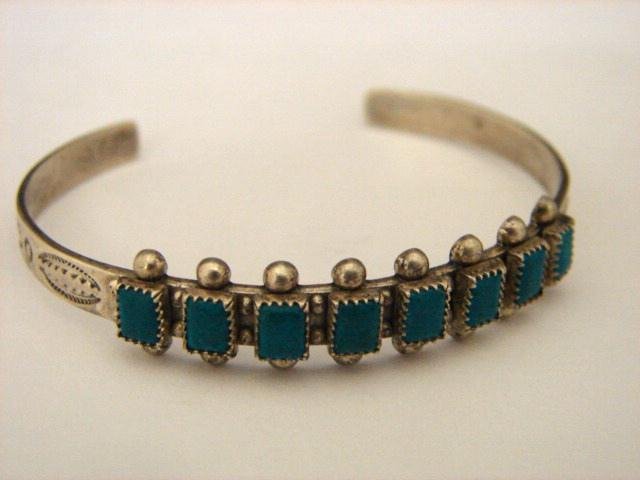 Child's Sterling Silver Native American Turquoise Cuff