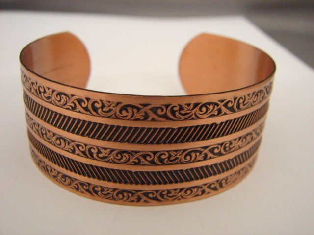 Fabulous Vintage engraved Copper Cuff Bracelet