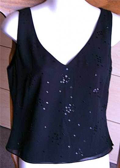TAHARI ARTHUR S LEVINE Petite Black Sequined Tank Top Size/Sz 4 4P
