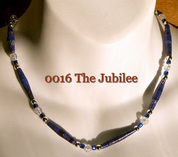 PAPER MOON BEADS Handmade Paper Bead Necklace JUBILEE 16" NEW