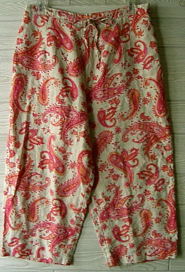 CLEARANCE UNITS PETITE Pink/ Khaki Linen Pants Size/Sz Large PL