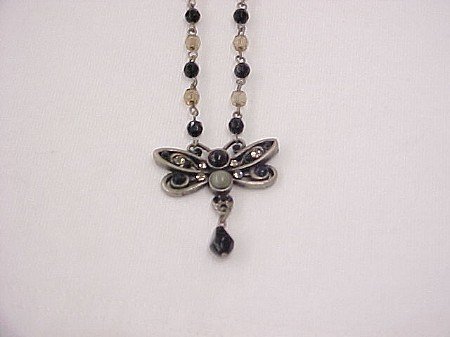 Black butterfly beaded necklace