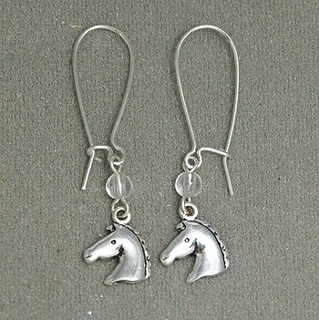 silver horse head earrings