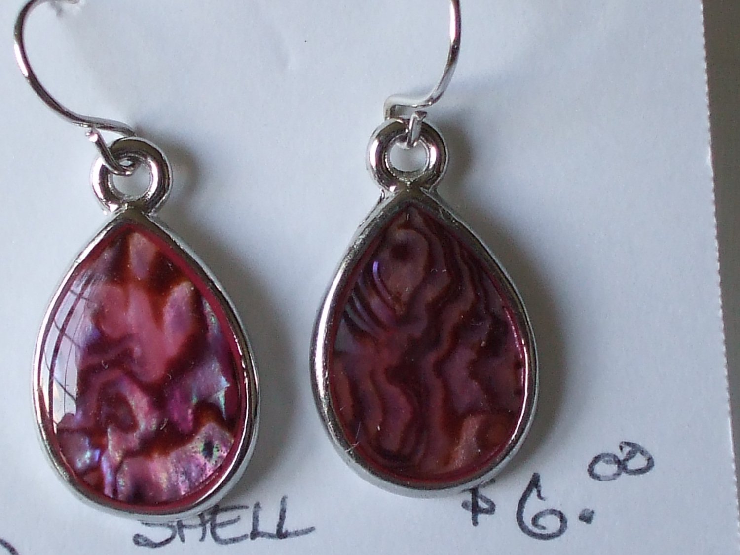 Dark Pink Paua Shell Earrings
