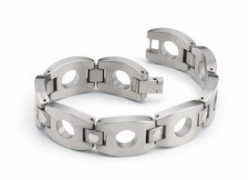Men's Dual Toned and Circled Titanium Bracelet