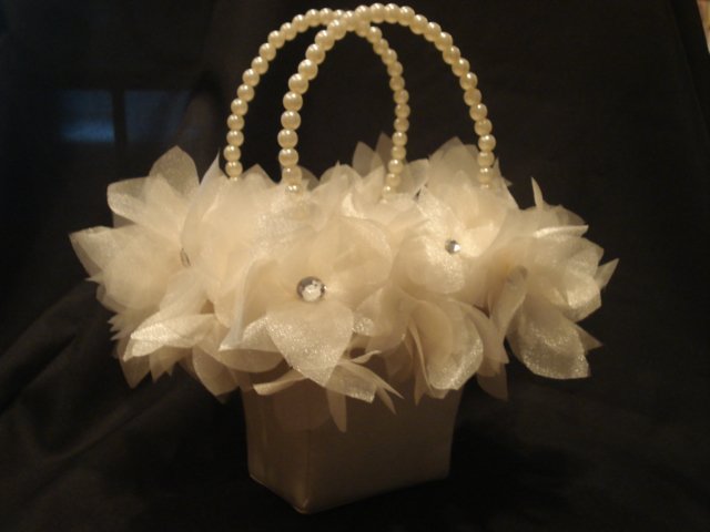 Ivory Satin Flower Girl Basket