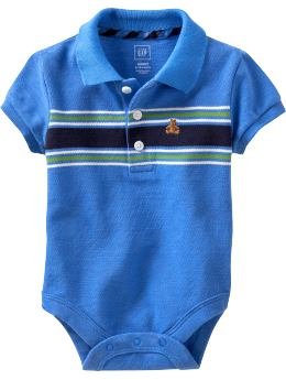 Baby Gap Romper - Chest striped polo bodysuit (12-18M)