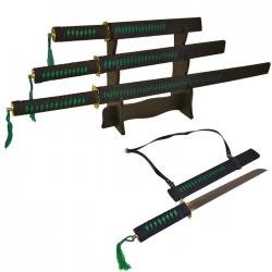 Black and Green Slayer 3 Ninja Sword Set