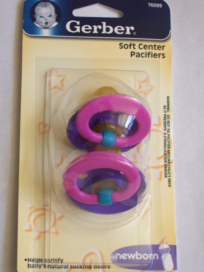 Gerber Soft Center Bulb Pacifiers - Pink/Purple