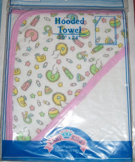 Colorful HOODED TERRY BABY BATH TOWEL - Pink - GIRL!!