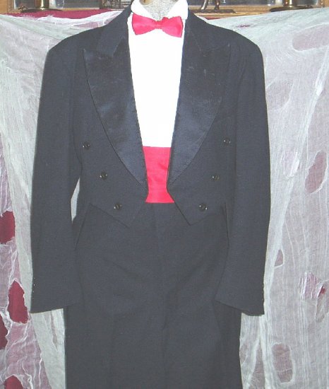 Vintage Tuxedo Black Jacket w/Tails & Pants 1930's Halloween