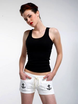 SAILOR JERRY ROLLER DERBY HOT SHORTS ANCHOR TATTOO LRG