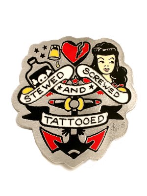 SAILOR JERRY STEWED SCREWED TATTOO BELT BUCKLE NEW