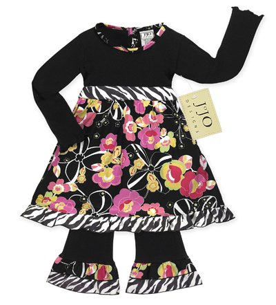 Black Zebra Print Floral Outfit/Dress 3-6 month
